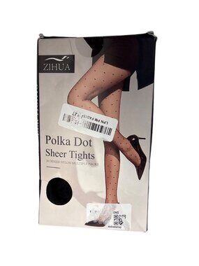 Zihua Polka Dot Sheer Tights 20 Denier Nylon Black Womens Large